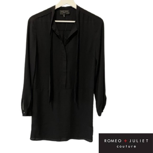 Romeo + Juliet Couture Black Sheer Tunic Blouse - Picture 1 of 12